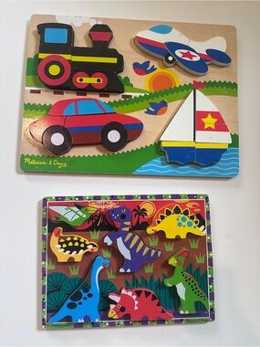 Melissa and Doug Wooden Puzzles - Transportation and Dinosaurs